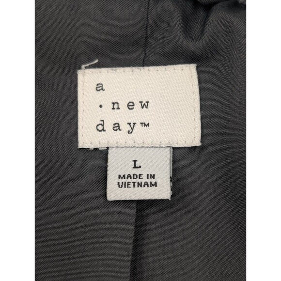 A New Day Oversized Blue Cream Brown Checkered Size Large Button Blazer Jacket - Picture 3 of 8